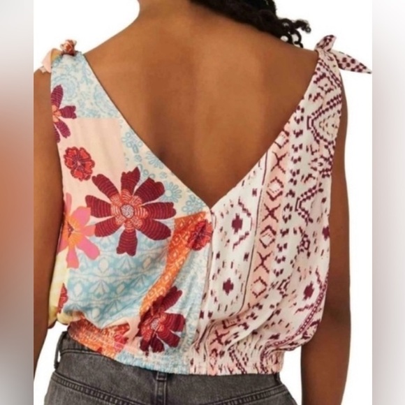 Free People Tied To You Tank Top In Tropical Combo Sz:S - Picture 2 of 16